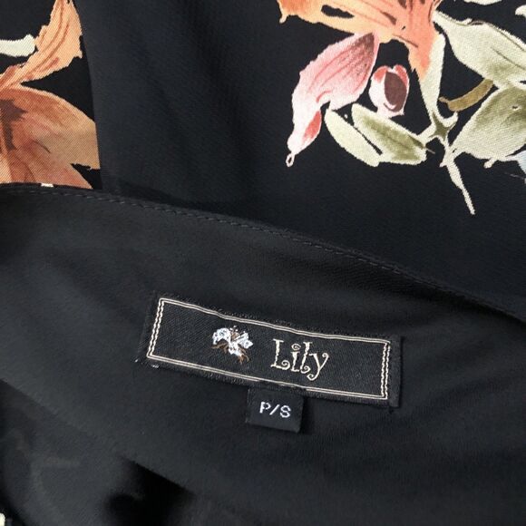 Vintage Lily Slip Dress PS Black Floral Artsy Fairy Lined Knee Length Whimsigoth - Picture 3 of 8